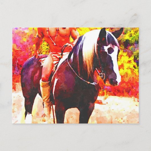 Native American on Horseback ♂ Briefkaart (Voorkant)