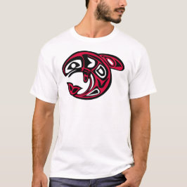 Native American Orca Whale, helder rood T-shirt