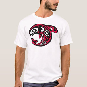 Native American Orca Whale, helder rood T-shirt