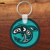 Native American Orca Whale, turkooise Sleutelhanger (Voorkant)