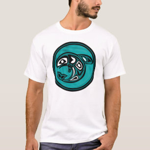 Native American Orca Whale, turkooise T-shirt