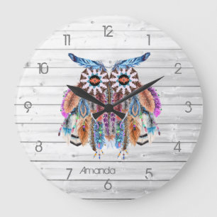 Native American Owl Dreamweaver Large Clock Grote Klok