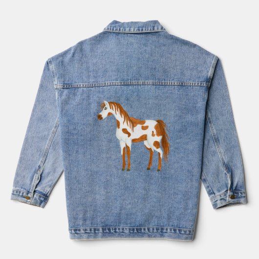 Native American Paint Paard Denim Jas Jacket (Achterkant)
