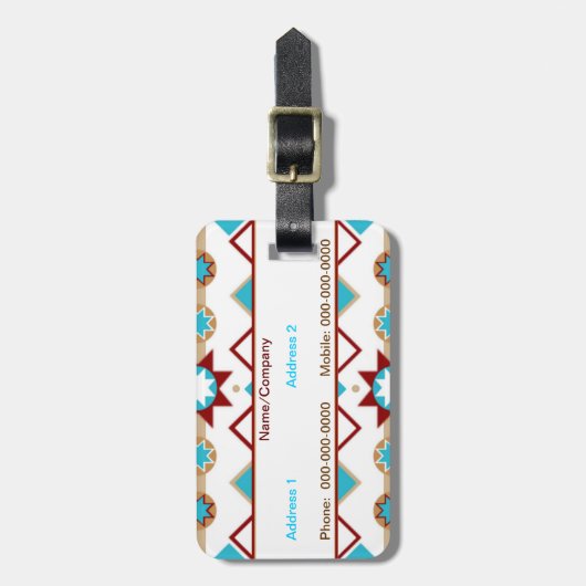 Native American Pattern Bagagelabel (Voorkant verticaal)