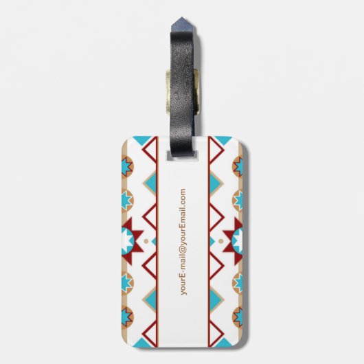 Native American Pattern Bagagelabel (Achterkant verticaal)