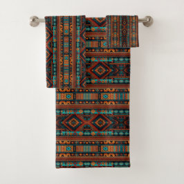 Native American Pattern Boho Cultuur Abstracte Kun Bad Handdoek