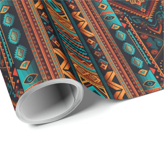 Native American Pattern Boho Cultuur Abstracte Kun Cadeaupapier (Rol Hoek)