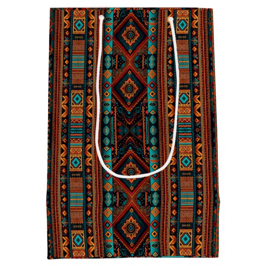 Native American Pattern Boho Cultuur Abstracte Kun Medium Cadeauzakje (Achterkant)