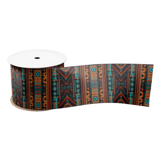 Native American Pattern Boho Cultuur Abstracte Kun Satijnen Lint (Spoel)
