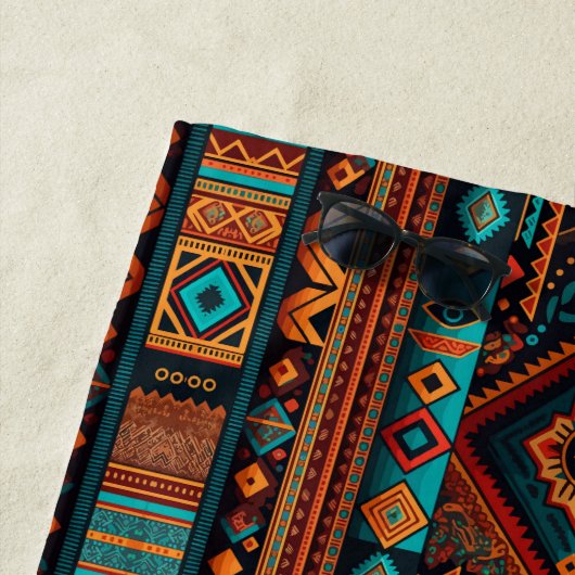 Native American Pattern Boho Cultuur Abstracte Kun Strandlaken (In situ)