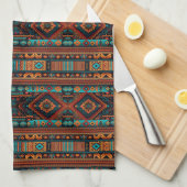 Native American Pattern Boho Cultuur Abstracte Kun Theedoek (Quarter Fold)