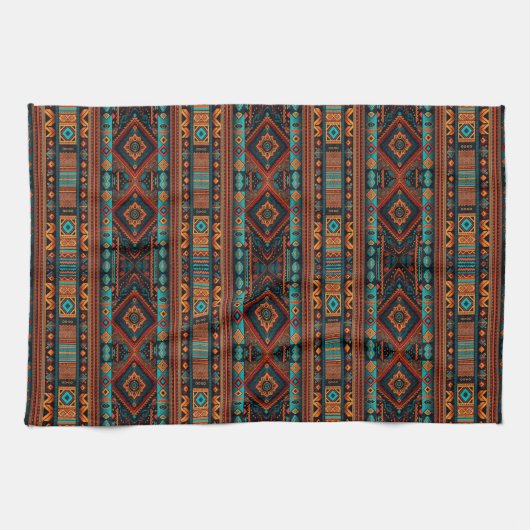 Native American Pattern Boho Cultuur Abstracte Kun Theedoek (Horizontaal)