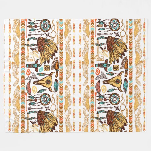 Native American Pattern Fleece Deken (Voorkant (Horizontaal))