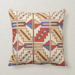 Native American Pattern Kussen<br><div class="desc">Rood,  blauw en tinten in geometrische vorm</div>