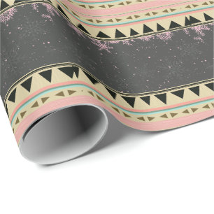 Native American Pattern  Roze sneeuwvlokken Cadeaupapier