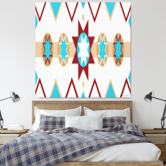Native American Pattern Stretched Canvas Print (Insitu (Slaapkamer))