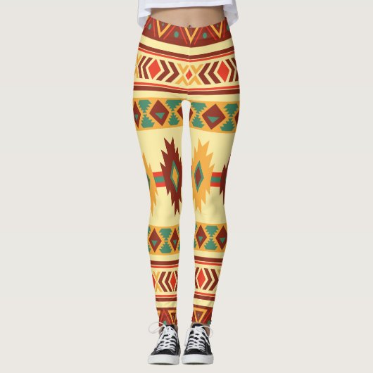 Native American Pattern: Sunny Earth tones Leggings (Voorkant)