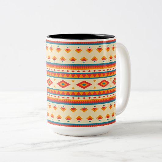 Native American Pattern Tweekleurige Koffiemok (Voorkant rechts)