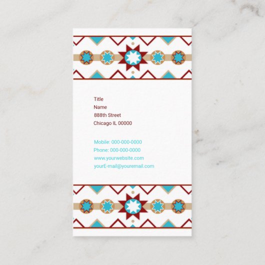Native American Pattern Visitekaartje (Achterkant)