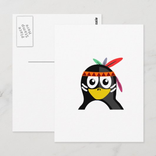 Native American Penguin Briefkaart (Voorkant / Achterkant)