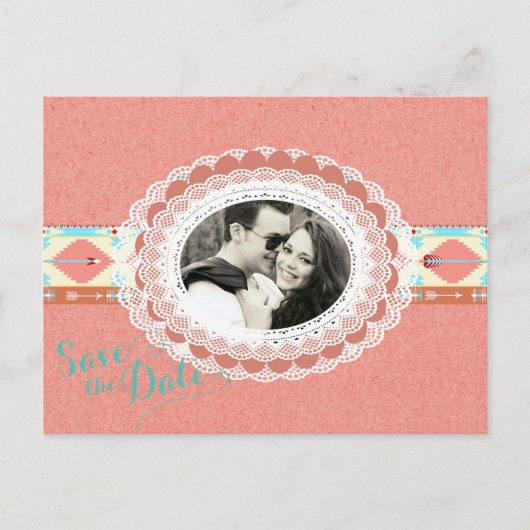 Native American Photo Save the Date Aankondigingskaart (Voorkant)