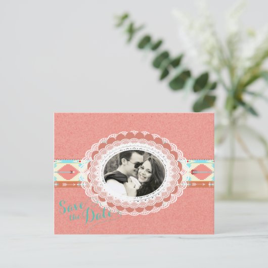 Native American Photo Save the Date Aankondigingskaart (Staand voorkant)
