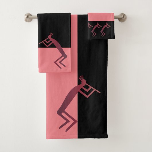 Native American Pink Kokopelli Bad Handdoek (Insitu)