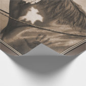 Native American Pinto War Horse in Sepia Cadeaupapier (Hoek)