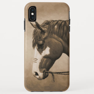 Native American Pinto War Horse in Sepia iPhone XS Max Hoesje
