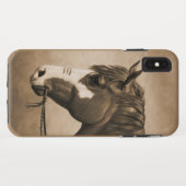 Native American Pinto War Horse in Sepia Case-Mate iPhone Case (Achterkant (horizontaal))