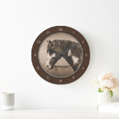 Native American Pinto War Horse in Sepia Grote Klok (Huis)