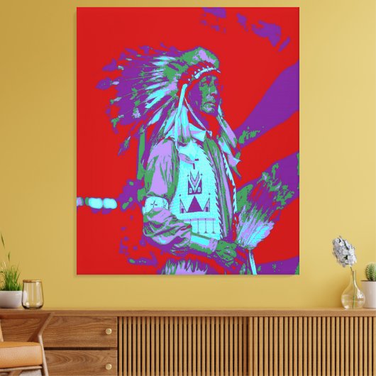 Native American Pop Art Canvas Afdruk (Insitu (Woonkamer))