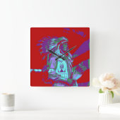 Native American Pop Art Vierkante Klok (Huis)