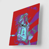 Native American Pop Art Vierkante Klok (Hoek)