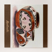 Native American Pottery Art met naam en Waterverf- Legpuzzel (Horizontaal)