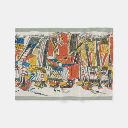 Native American Pow Wow Dancers Fleece Deken (Voorkant (Horizontaal))