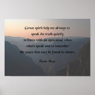 Native American Prayer, Geweldige geest helpt me Poster