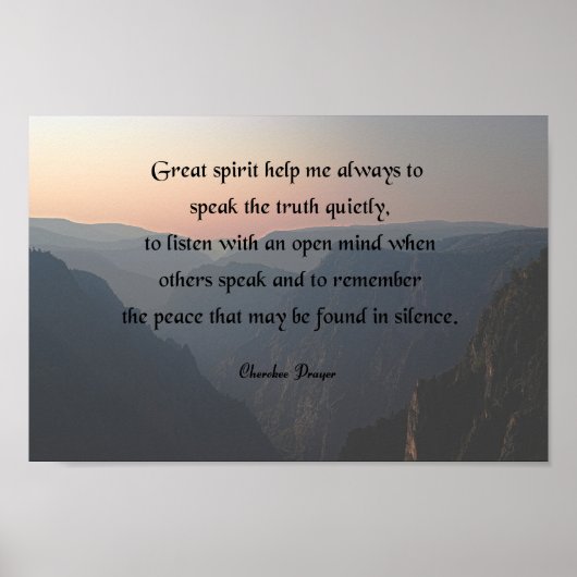 Native American Prayer, Geweldige geest helpt me Poster (Voorkant)