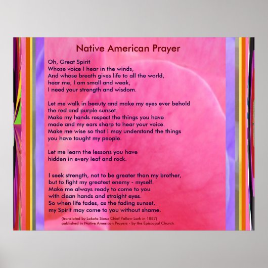 Native American Prayer Poster (Voorkant)