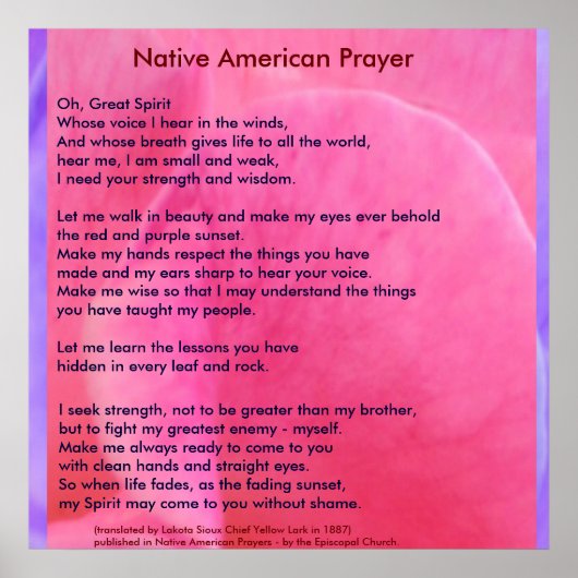 Native American Prayer Poster (Voorkant)