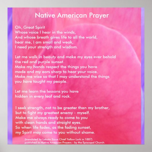 Native American Prayer Poster (Voorkant)
