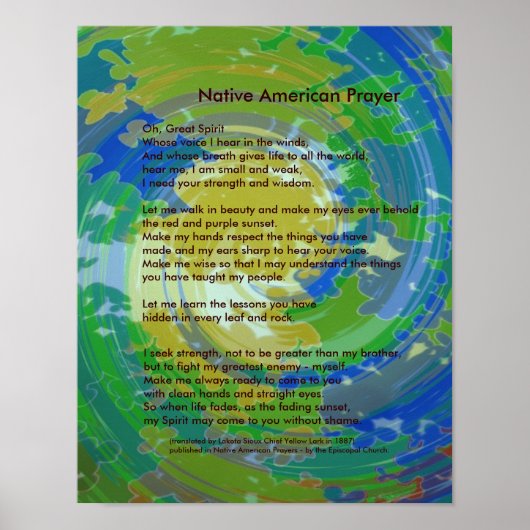 Native American Prayer Poster (Voorkant)