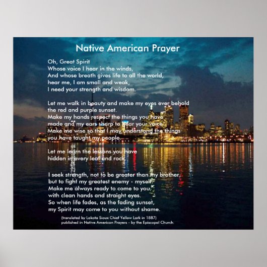 Native American Prayer Poster (Voorkant)