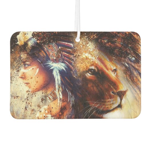 Native American Princess en Lion Luchtverfrisser (Voorkant)