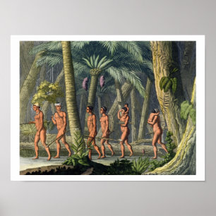 Native American Puri Tribesmen in hun bos, voor Poster