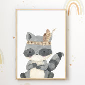 Native American Raccoon Poster Kinder Room Print