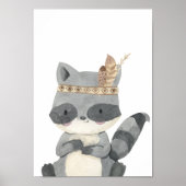 Native American Raccoon Poster Kinder Room Print (Voorkant)