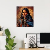 Native American Raven Spirit Dier Vrouw Portret Poster (Thuiskantoor)
