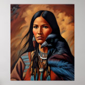 Native American Raven Spirit Dier Vrouw Portret Poster (Voorkant)