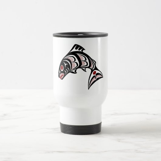 Native American Red Black Art Haida Zalm Reisbeker (Center)